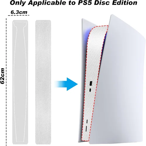 Vista 7 de ZJRUI PS5 Console Middle Skin, Integral PS5 Digital Edition Host Middle Strip Sticker, Console Center Part Protection Strip Film, PS5 Middle Sticker