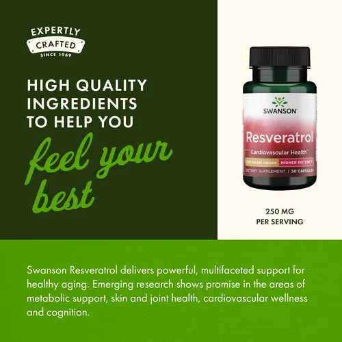 Vista 5 de Swanson Resveratrol - Mayor potencia 250 miligramos 30 cápsulas (1 paquete)