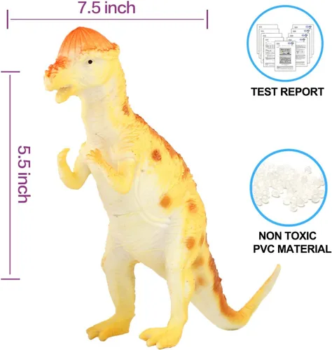Vista 5 de Yeonha Toys, Playset Jumbo Dinosaur de juguete, figura de dinosaurio 7 pulgadas (12 unidades), Material Seguro, Dinosaurio realista variado, Juego