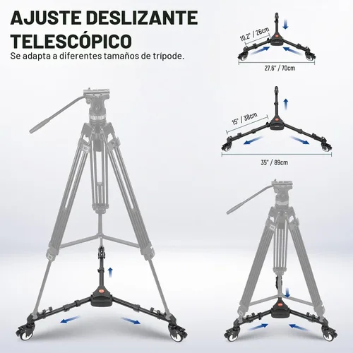 Vista 8 de NEEWER Dolly para Trípode de Fotografía, Ruedas de Trípode de Alta Resistencia con Capacidad de 50 libras y Ruedas de Goma de 3 pulgadas