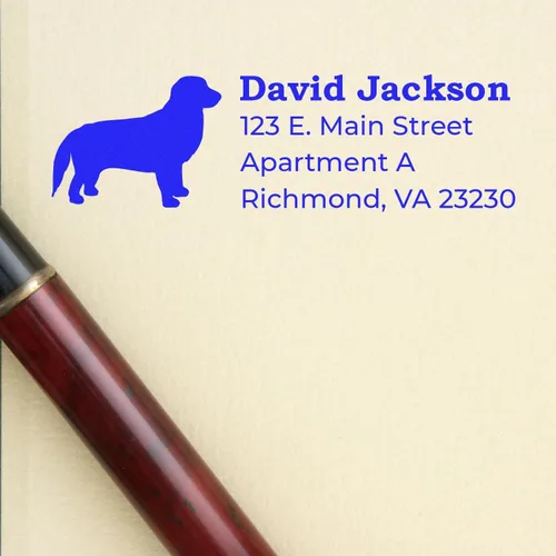 Vista 63 de Airedale Terrier Address Stamp, Custom Airedale Terrier Hand Stamp for Dog Lovers, Duo Rubber Return Address for Pet Owners