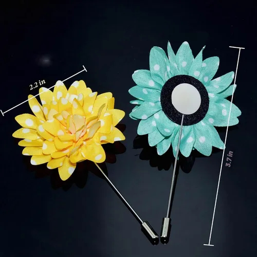 Vista 3 de Alfileres de solapa para hombre, diseño de flores de boda, paquete de 12, Sin gemas.