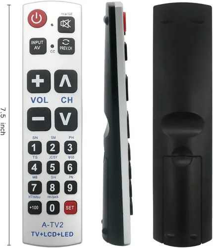 Vista 7 de LuckyStar - Control remoto universal con botón grande A-TV2, ajuste inicial para Lg, Vizio, Sharp, Zenith, Panasonic, Philips, RCA, pone la batería