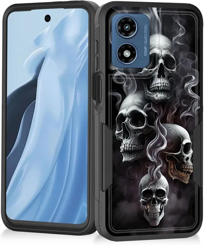 Vista 183 de Funda para Moto G Play 4G 2024, resistente de doble capa híbrida de policarbonato duro, goma suave, a prueba de golpes, funda protectora resistente