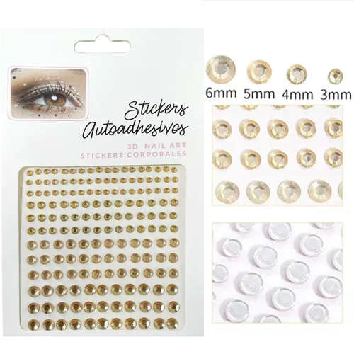 Vista 6 de Gel dorado con purpurina corporal y 2 hojas de diamantes de imitación para la cara, maquillaje con purpurina facial y joyas para el cabello, gemas