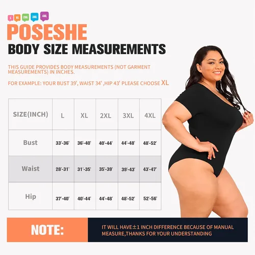 Vista 6 de POSESHE Body de talla grande para mujer cuello en V manga larga casual básico overol