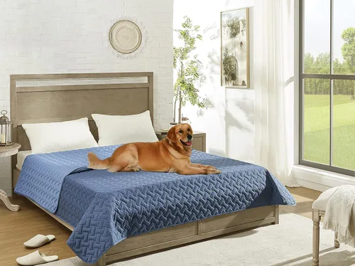 Vista 7 de gogobunny Manta impermeable 100 % de doble cara para perro, funda de cama suave para mascotas, reversible, protege muebles, sofá, coche para Azul