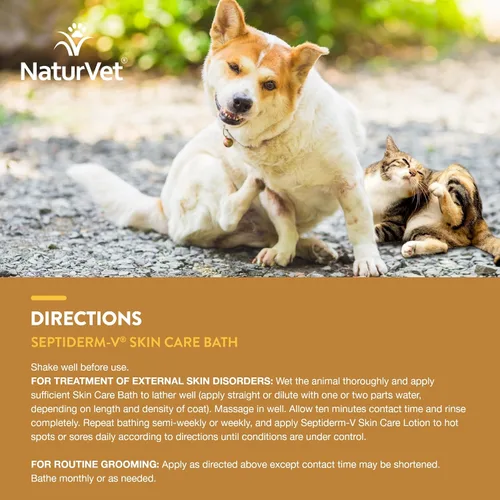 Vista 6 de NaturVet Septiderm-V Gel de baño para el cuidado de la piel para perros y gatos, suplemento de salud de mascotas para dermatitis, alergias