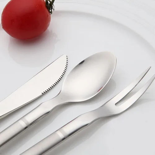 Vista 6 de VANRA Juego de 3 cuchillos de postre de 5.2 pulgadas, tenedores de ensalada, cucharas de té, aperitivo de acero inoxidable, cuchillos para servir
