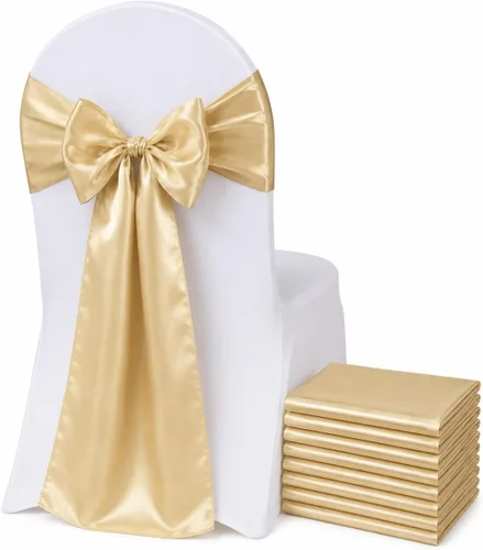 Vista 16 de Bandas de satén para silla, elegantes de alta calidad, 6 x 108 pulgadas, perfectas para bodas, fiestas y eventos