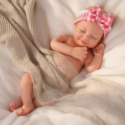 Vista 7 de BABESIDE Muñeca bebé de silicona – Muñecas de bebé Reborn durmiendo de 12 pulgadas, cuerpo completo de silicona, anatómicamente correcta, muñeca