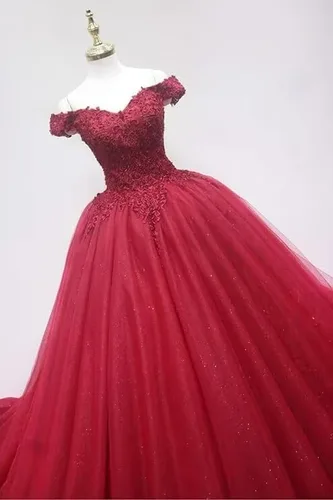 Vista 3 de XYAYE Vestidos de quinceañera de tul hinchado para mujer, vestido de fiesta con hombros descubiertos, vestidos de fiesta de encaje, dulces 15