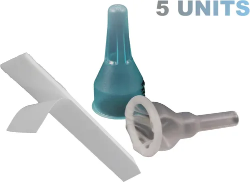 Vista 3 de Kit completo urinario 5 días 5 catéteres de condón externos auto-marino + bolsa para piernas de 25.4 fl oz + correas con un tubo de 5.9 pulgadas 5.9