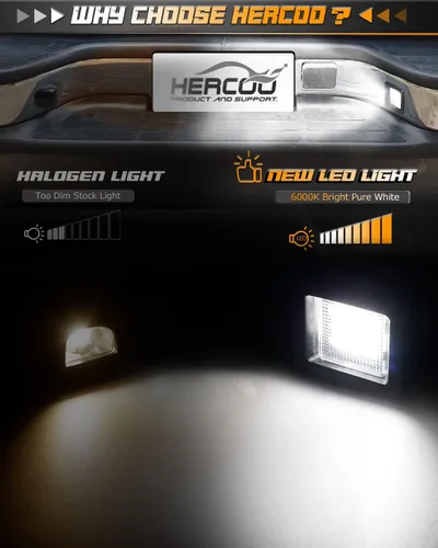 Vista 2 de Conjunto de enchufe de luces LED para placa de matrícula, compatible con Ford F150 2015-2020, Raptor 2017-2020, lente transparente de 6000 K, blanco