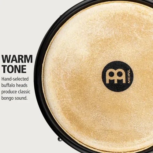 Vista 3 de Meinl Percussion HB100SNT-M bongós de madera natural de 6 3/4 y 8 pulgadas, Natural Bongos profesionales de madera duradera para adultos con llave