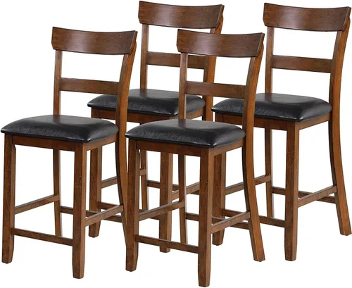 Vista 14 de NAFORT Juego de 2 taburetes de bar de altura de mostrador, sillas de comedor altas de madera maciza de 25.5 pulgadas con cojín, taburetes