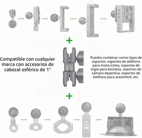 Vista 6 de FANAUE DA-100PRO - Brazo giratorio de doble zócalo compuesto, 3.7 pulgadas de longitud, construcción de aluminio, compatible con soportes RAM B