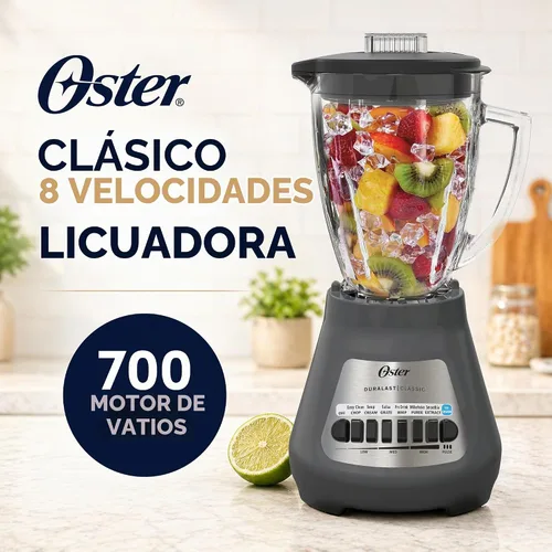 Vista 2 de Oster® Classic Series Licuadora de 8 Velocidades con Jarra de Vidrio de 6 Tazas, Gris