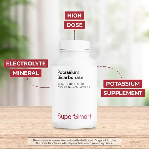 Vista 3 de SuperSmart Bicarbonato de potasio (dosis alta), mineral electrolito, equilibrio de pH ácido-base, suplemento de potasio, sin OMG y sin gluten, 120