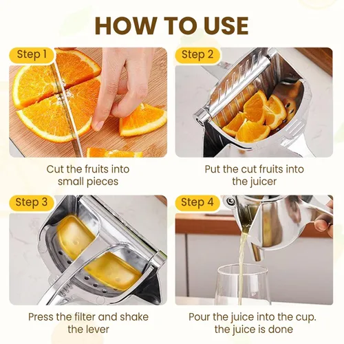 Vista 3 de Extractor de Jugo de Fruta Fresca, Exprimidor Manual de Prensa Manual, Exprimidor de Limón de Servicio Pesado y Exprimidor de Mano con Agarre