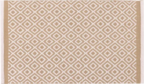 Vista 3 de RAJRANG Alfombra de baño de algodón tejida con patrón geométrico de diamante, alfombras reversibles, lavables a máquina, duraderas, color beige