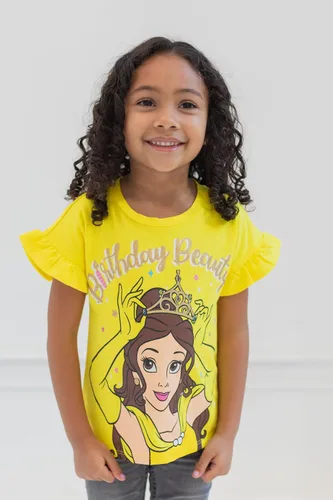 Vista 3 de Disney Minnie Mouse Princess Belle The Little Mermaid Moana Lilo &Stitch Frozen - Camiseta de cumpleaños para niñas pequeñas a niños pequeños