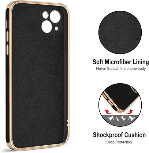 Vista 3 de Hython Funda para iPhone 13 con Soporte de Anillo [Soporte de Anillo Giratorio de 360° Base Magnética] [Borde Chapado en Oro Rosa] Cubierta Delgada