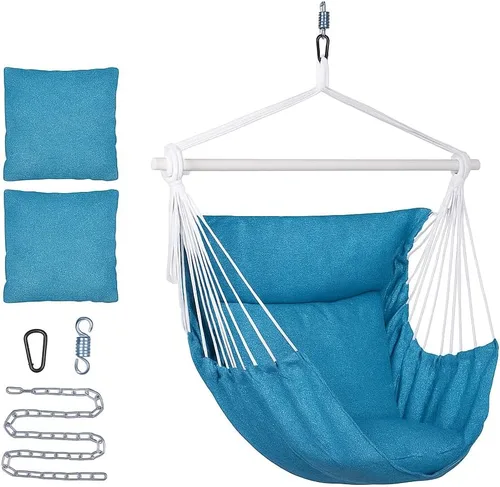 Vista 8 de Backyard Expressions Silla Hamaca Colgante con Cojines y Kit para Colgar – Capacidad de 500 lb, Tela de Mezcla de Algodón, para Uso