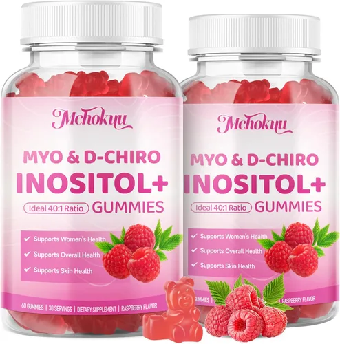 Vista 8 de Gomitas de mio-inositol y D-Chiro inositol, suplemento ideal de proporción 40:1 para mujeres con vitamina D3 y B12 para apoyar el equilibrio