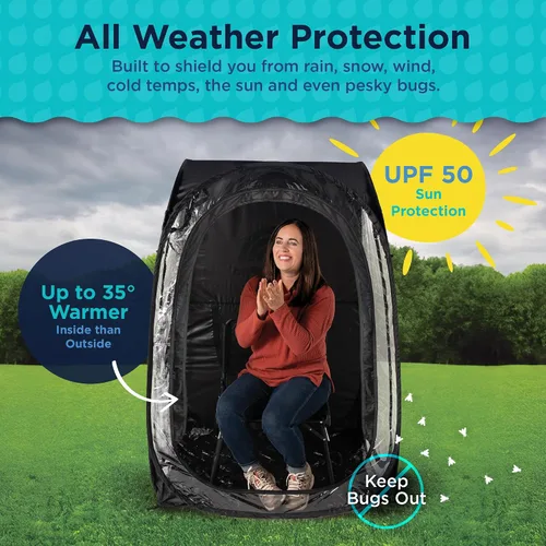 Vista 5 de WeatherPod® Pop-Up Sports Tent 1-2 Person – Instant Setup MyPod™ Original Shark Tank All-Weather Shelter for Outdoor Sports, Rain, Wind & Cold