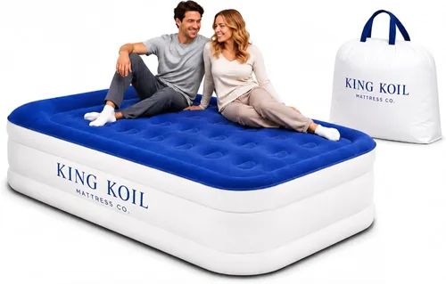 Vista 13 de King Koil Colchón de Aire Individual de Lujo con Bomba de Alta Velocidad Integrada para Acampar, Hogar e Invitados - Colchón Inflable Elevado