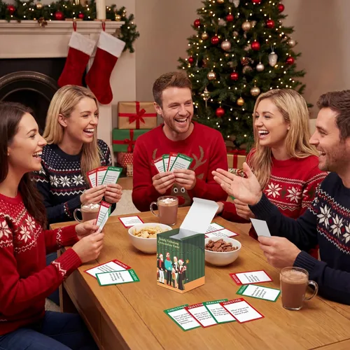 Vista 4 de Jenaai Juego de juegos de fiesta de Navidad, juego de reuniones familiares, tarjetas de conversación contra historia, edición familiar, juego