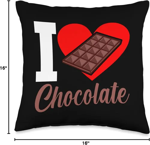 Vista 4 de Love Chocolate Milk Mousse Candy Bar Eater Sayings I Love Funny Chocolates Lover Eater - Almohada gráfica, 16.0 x 16.0 in, multicolor