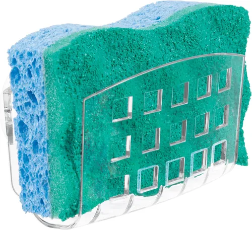 Vista 5 de InterDesign - Soporte por succión de jabón para fregadero de cocina, Plástico, Transparente, paquete de de 1 Para esponjas, para fregadores