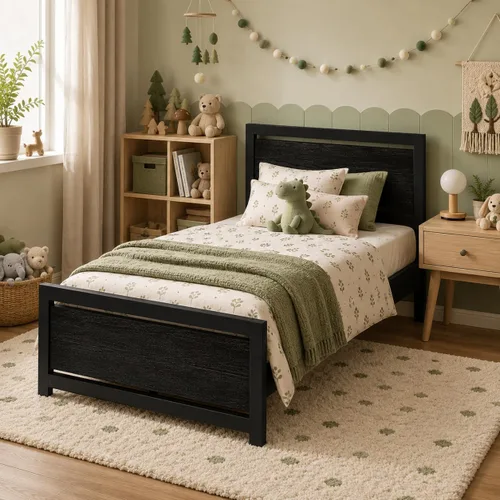 Vista 6 de Catrimown - Bases de cama individuales con cabecero, base de cama metálica de tamaño individual con fuerte soporte de listones de acero, cama