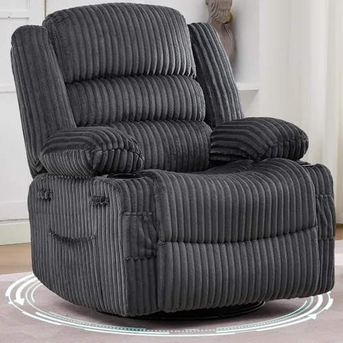 Vista 9 de Garvee Silla reclinable mecedora para adultos amplia giratoria de 360° Marrón