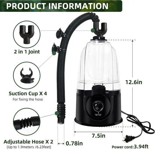 Vista 8 de COOSPIDER Mister nebulizador de reptiles de 3.8L, humidificador silencioso de reptiles para tanque de reptiles, humidificadores de terrario, sistema