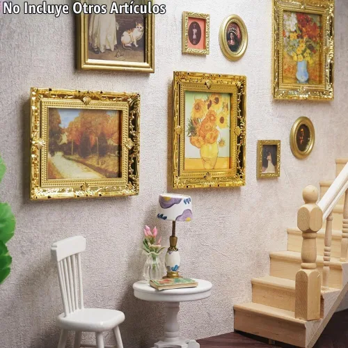 Vista 5 de Odoria Arte de pared de casa de muñecas en miniatura: cuadro enmarcado a