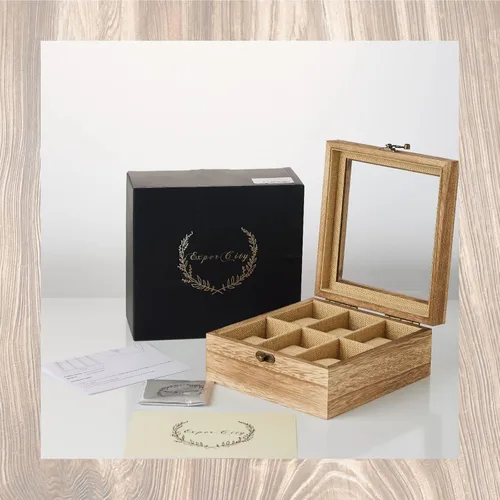 Vista 3 de Exper City Caja de reloj organizador de reloj de regalo para el día de San Valentín para hombres y mujeres 6 ranuras almacenamiento de exhibición