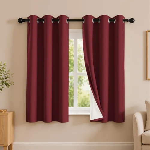 Vista 72 de 2 paneles de cortinas 100% opacas, de peso medio, con aislamiento térmico y ojales para dormitorio, sala de estar, tratamiento de ventana