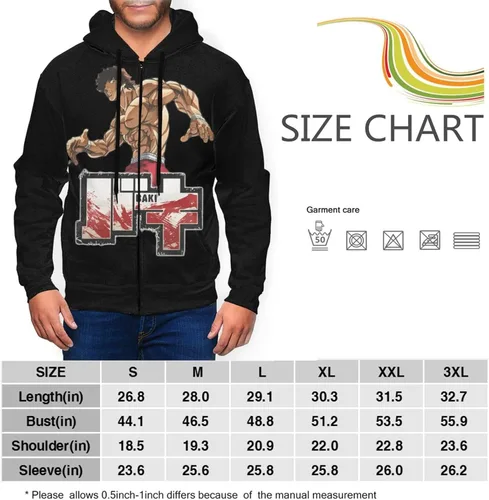 Vista 4 de Karfri Anime Baki The Grappler Hanma Baki Boy'S Hoodie Fashion Full Zip Pullover Long Sleeve Sweatshirt