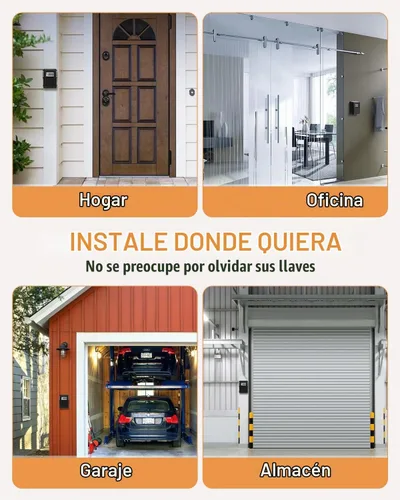 Vista 5 de BKNOOU - Caja grande con cerradura de llave para montaje en pared exterior, código de combinación de 4 dígitos Waterproof, Resettable, Anti-theft