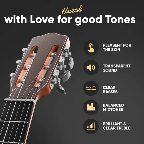 Vista 4 de HAVENDI® Cuerdas de guitarra para guitarra clásica - cuerdas brillantes de calidad de sonido hechas de nailon para guitarra clásica revestidas
