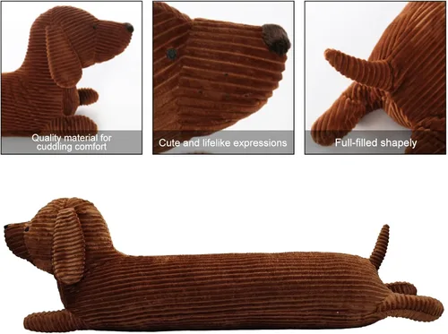 Vista 3 de Almohada gigante de felpa de perro salchicha de 19.6 pulgadas, cachorro lobo, peluche de animal de peluche para abrazar, manta de cuerpo largo