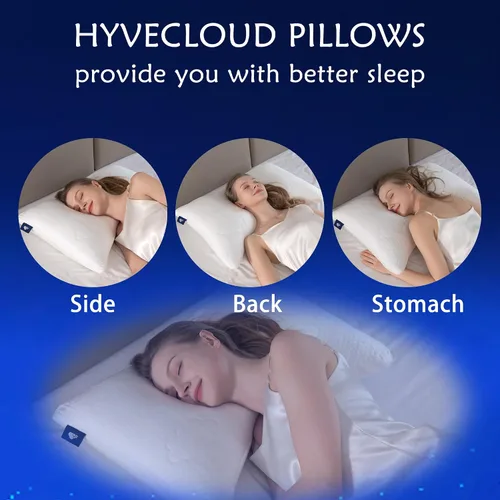 Vista 5 de Almohadas de Espuma Viscoelástica Triturada para Sueño Profundo, Almohada de Cama para Soporte del Cuello con Funda Removible y Lavable, Bend