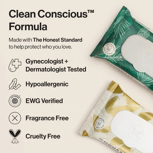 Vista 3 de The Honest Company Toallitas hipoalergénicas desechables para pieles sensibles, hojas tropicales, 42 unidades (paquete de 16)