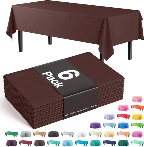Vista 60 de Party Solids Paquete de 6 manteles de plástico prémium de 54 pulgadas x 108 pulgadas. Cubierta de mesa rectangular de plástico - Aqua