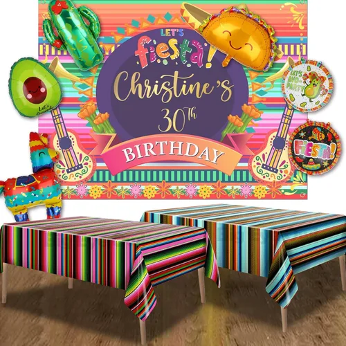 Vista 7 de Mantel de plástico desechable para fiesta mexicana, 2 piezas, para decoración de fiesta de cumpleaños, mantel de mesa de México, suministros