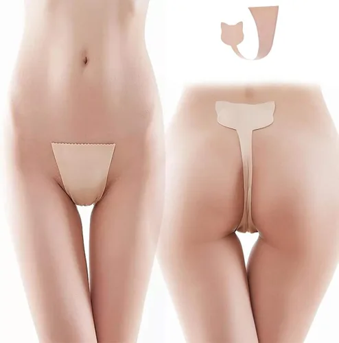 Vista 2 de Tanga invisible en forma de gato para mujer con forma de C