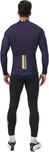 Vista 19 de Santic - Camiseta de ciclismo para hombre, manga larga, reflejante, cremallera completa, con bolsillos